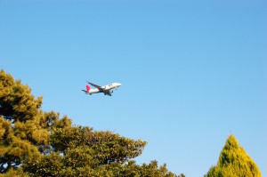 空を横切る 飛行機 Ana フリー素材ドットコム