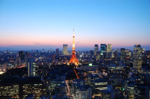東京の夕暮れ 夜景 東京タワー フリー素材ドットコム