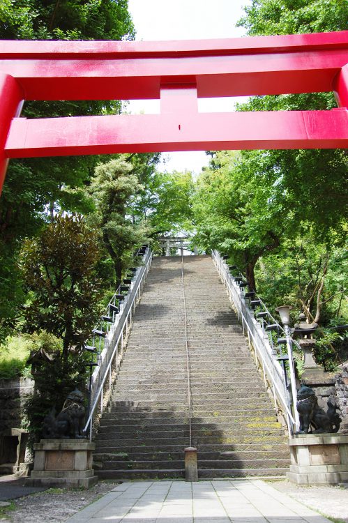 神社の鳥居と石階段 タテ フリー素材ドットコム